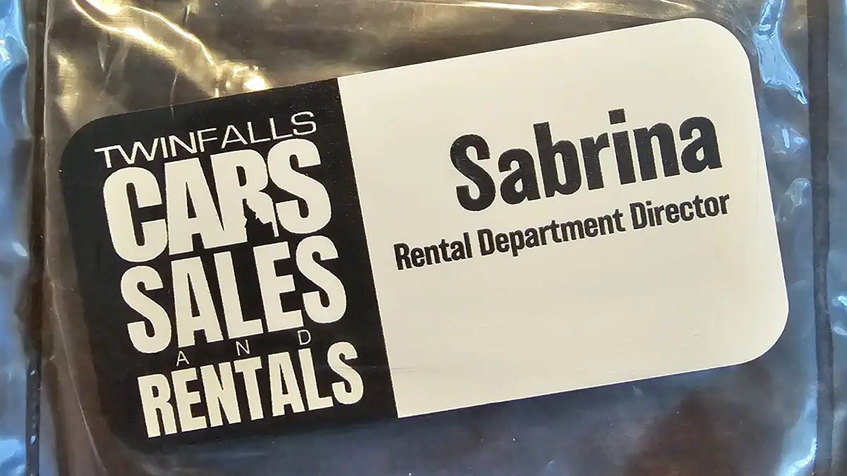 Custom employee name badges for Twin Falls Cars Sales and Rentals